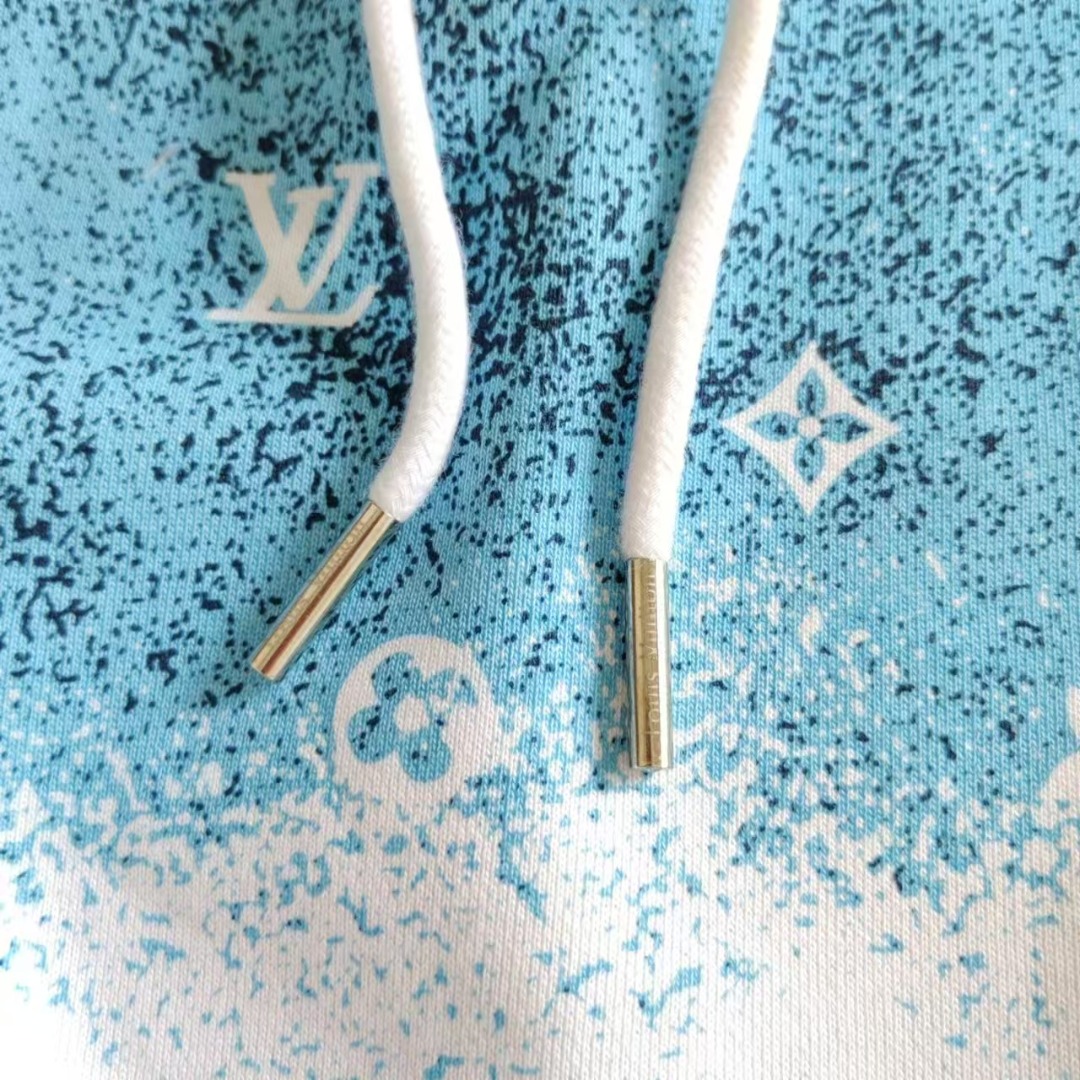 Louis Vuitton/路易威登 满天星涂鸦字母印花短袖T桖灰拼白 蓝拼白