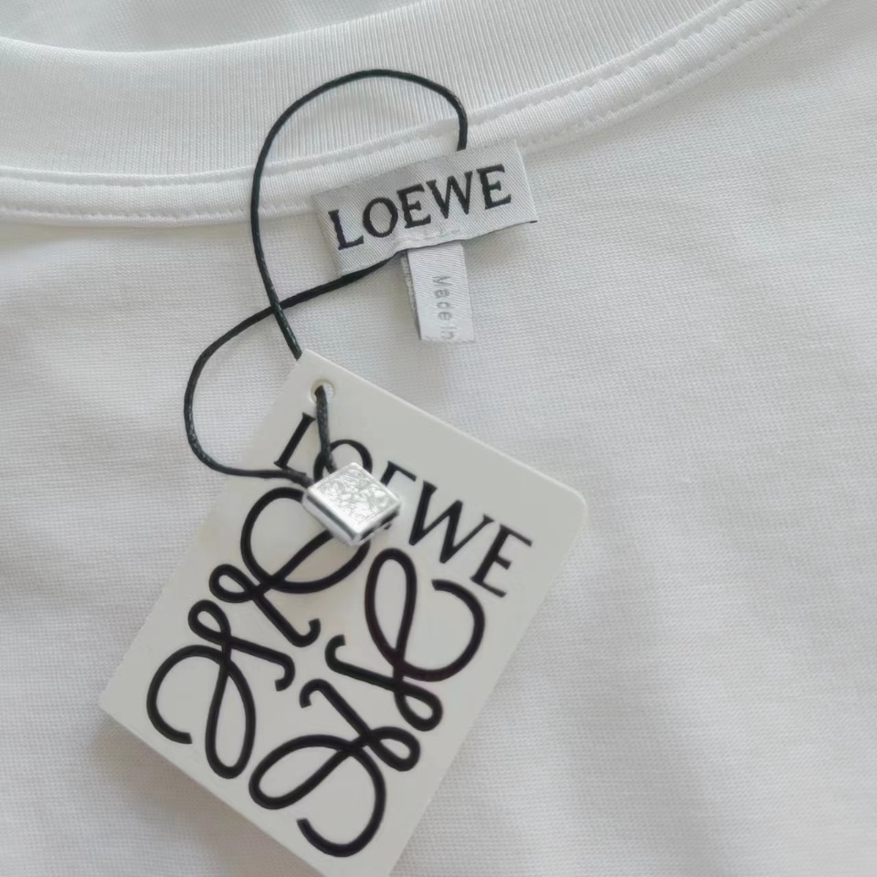 LOEWE 罗意威 霓虹刺绣荧光粉短袖T桖
