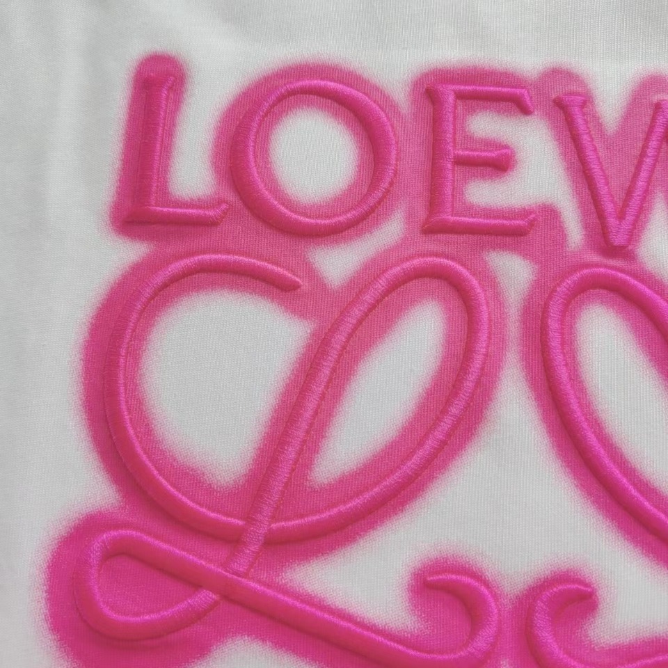 LOEWE 罗意威 霓虹刺绣荧光粉短袖T桖