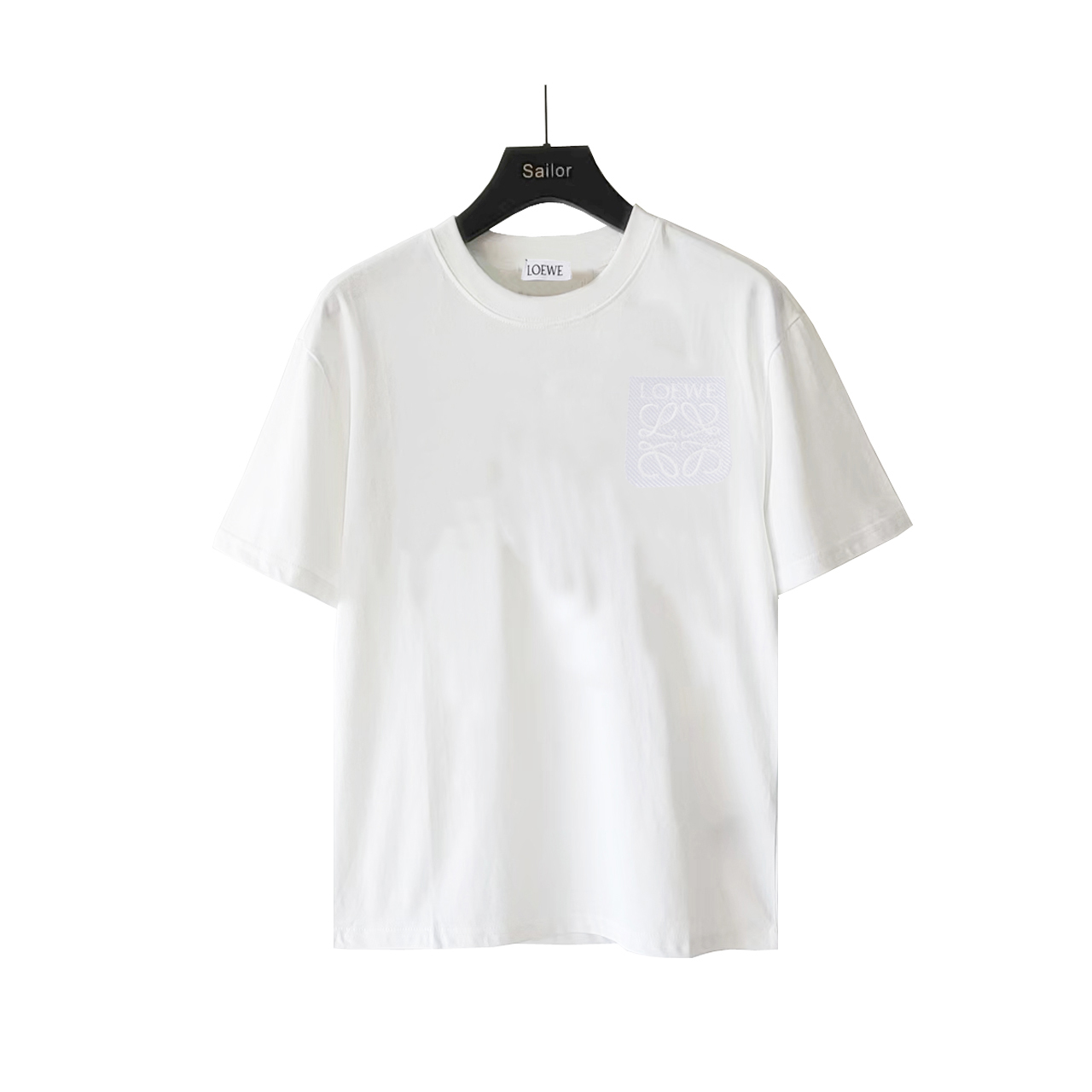 LOEWE/罗意威 口袋LOGO刺绣短袖 黑色 白色