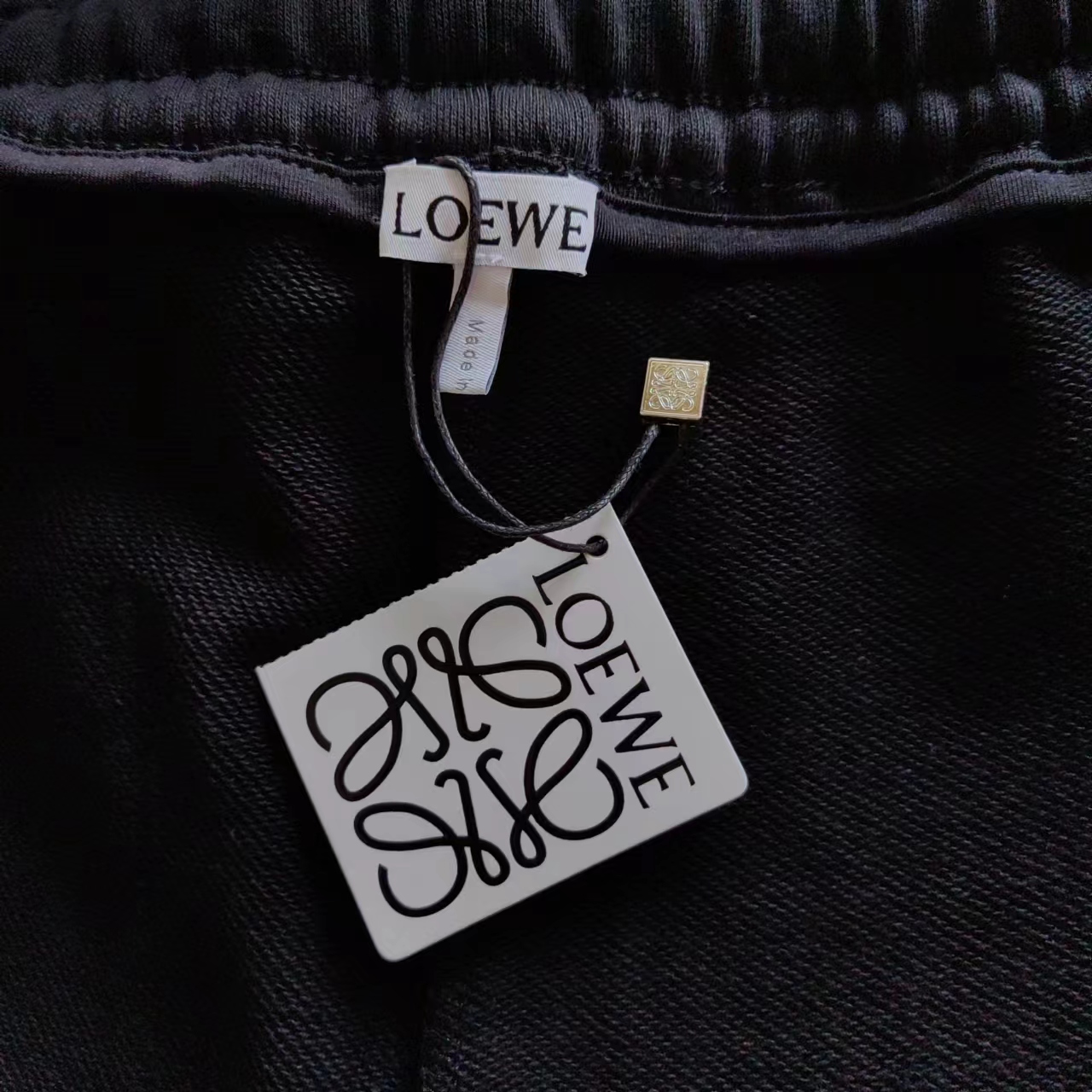 LOEWE/罗意威 24ss织带拼接字母LoGO标识刺绣五分裤 高品质纯棉 白色 黑色