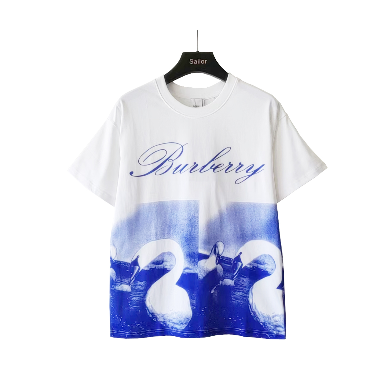 BURBERRY/巴宝莉 天鹅风景画字母印花短袖