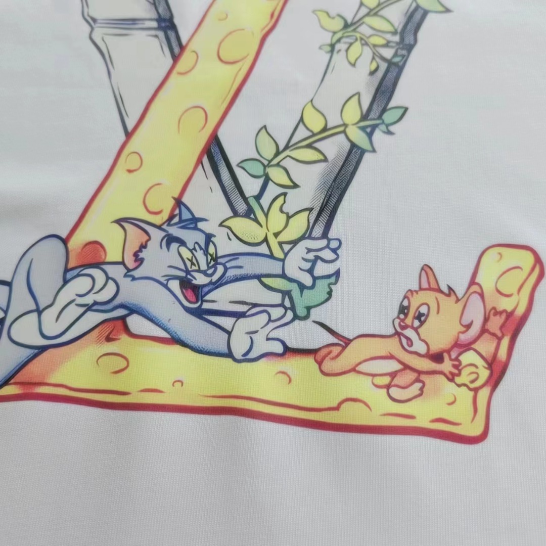 LOUIS VUITTON/路易威登LV 卡通猫抓老鼠印花短袖T恤 彩色大LOGO