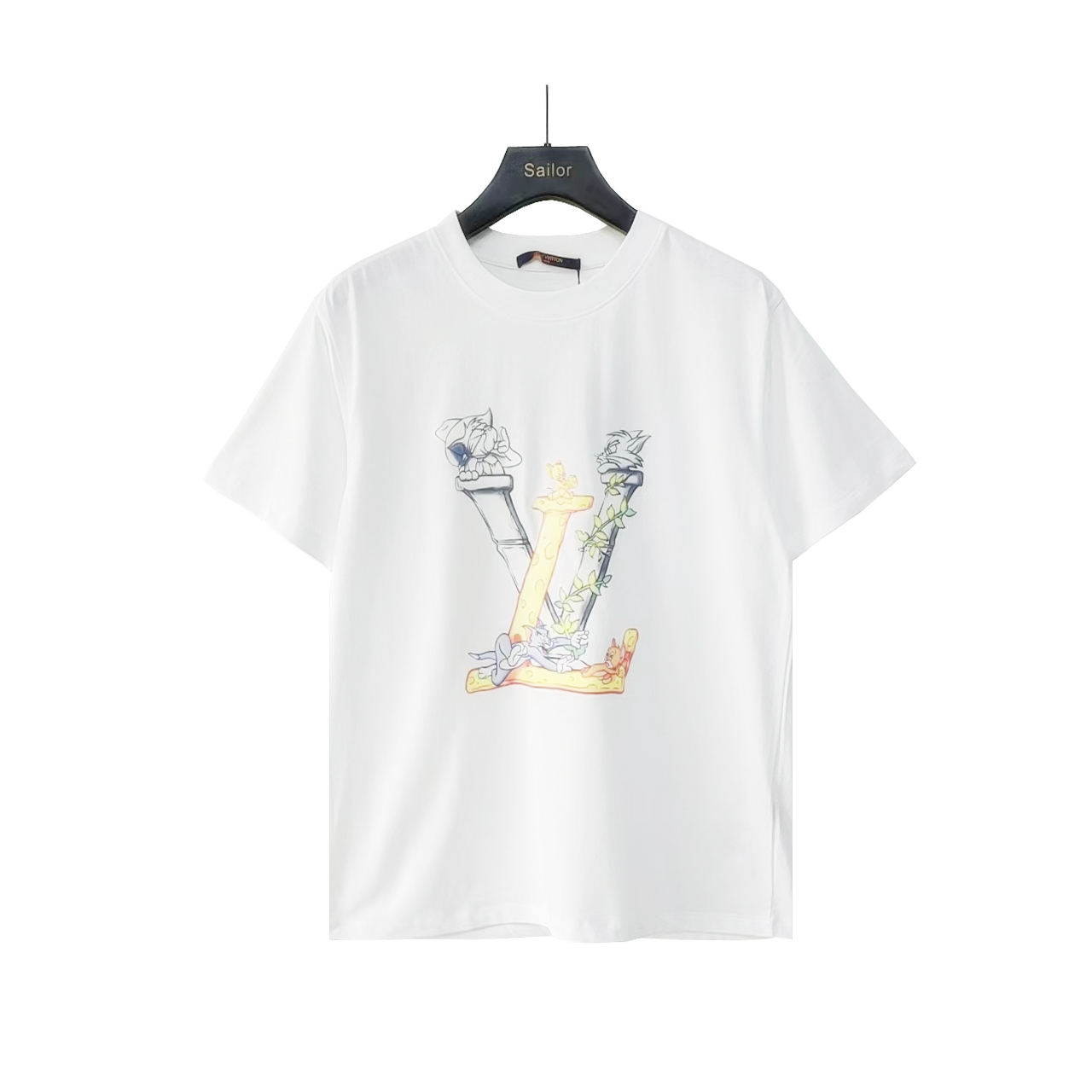 LOUIS VUITTON/路易威登LV 卡通猫抓老鼠印花短袖T恤 彩色大LOGO