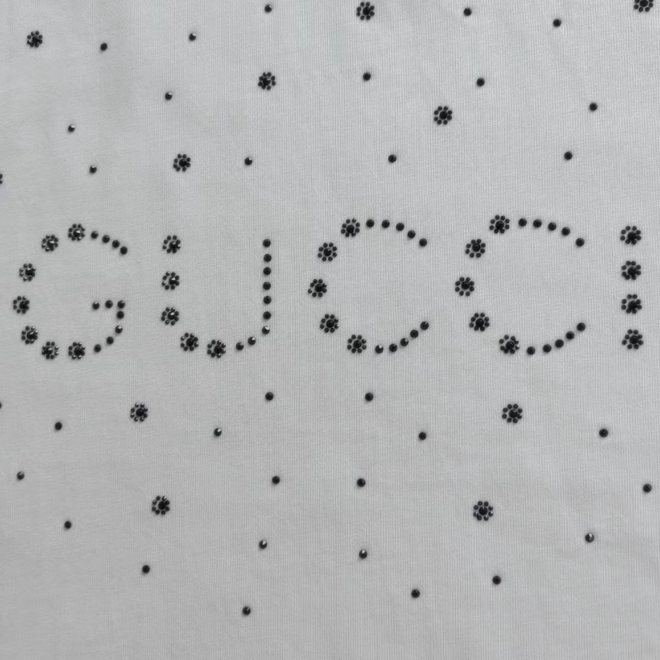 Gucci/古驰 24SS雪花字母烫钻短袖T桖