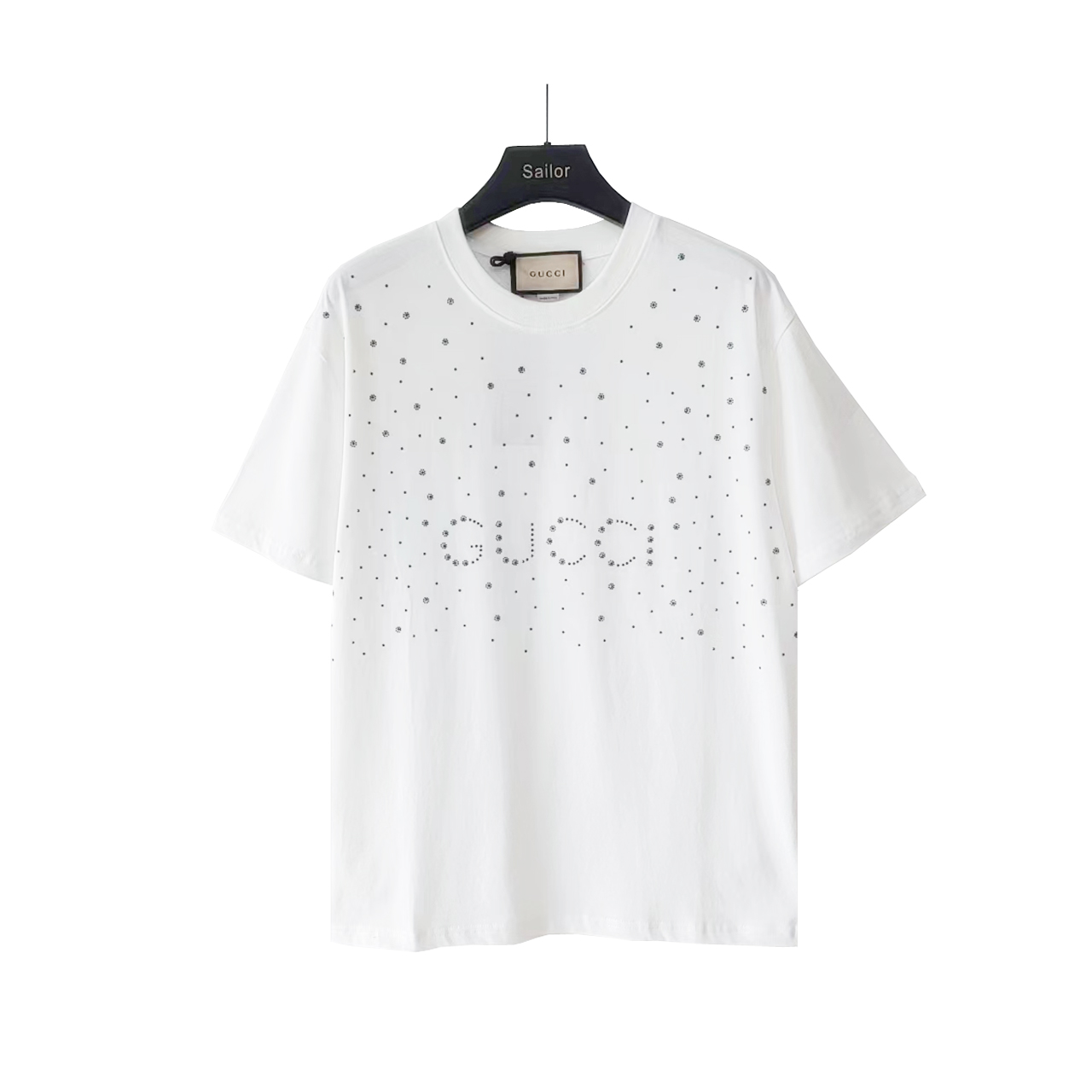 Gucci/古驰 24SS雪花字母烫钻短袖T桖