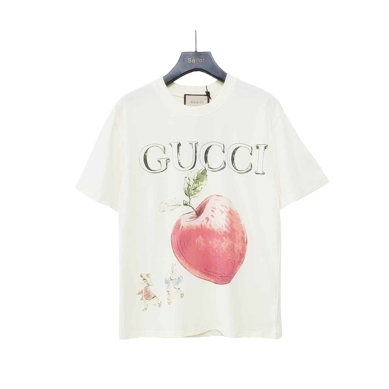 GUCCI 古驰 彼得兔系列苹果小兔印花短袖