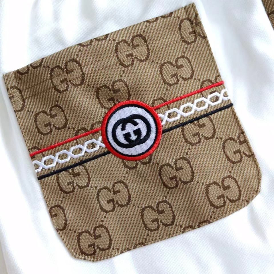 Gucci/古驰 双G字母刺绣双边织带Logo标识 五分裤