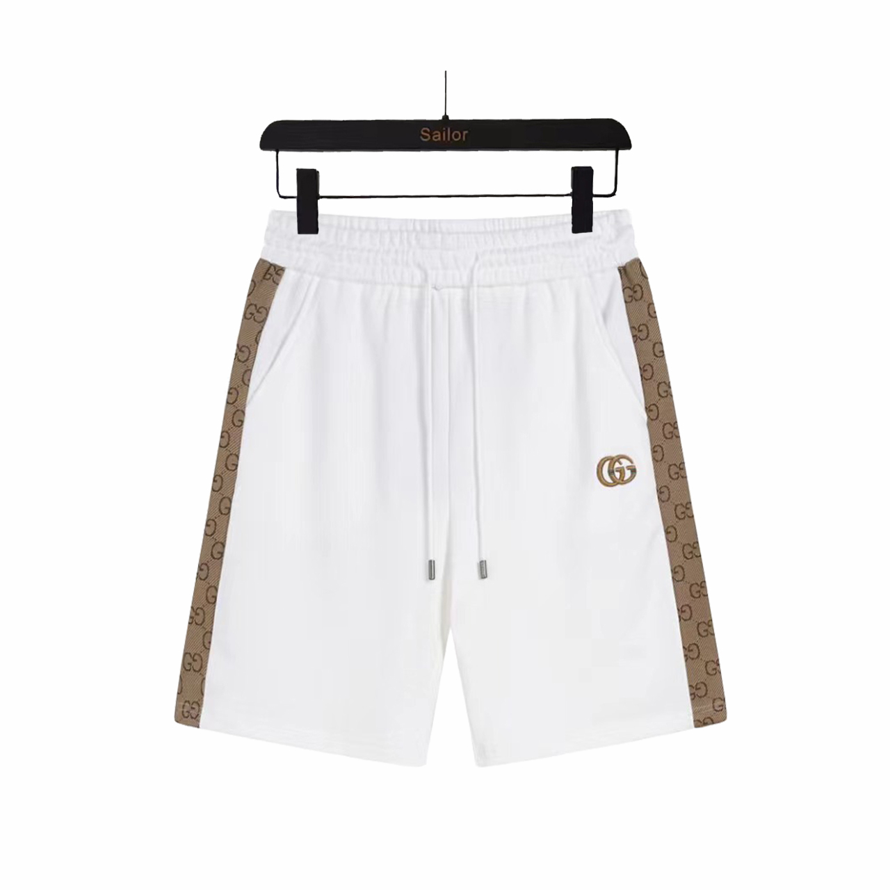 Gucci/古驰 双G字母刺绣双边织带Logo标识 五分裤