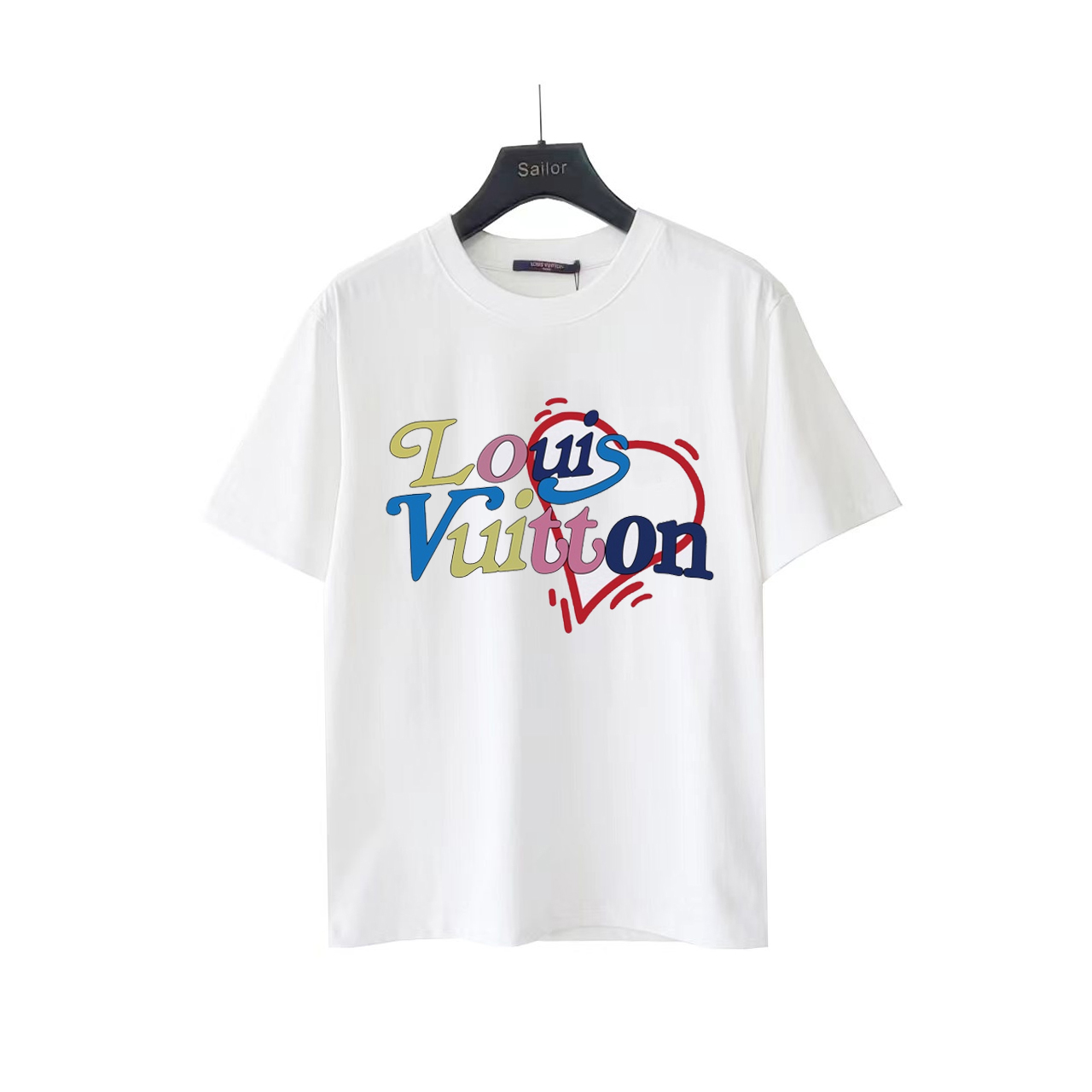 LOUIS VUITTON 路易登威 24SS彩色爱心logo印花短袖T恤