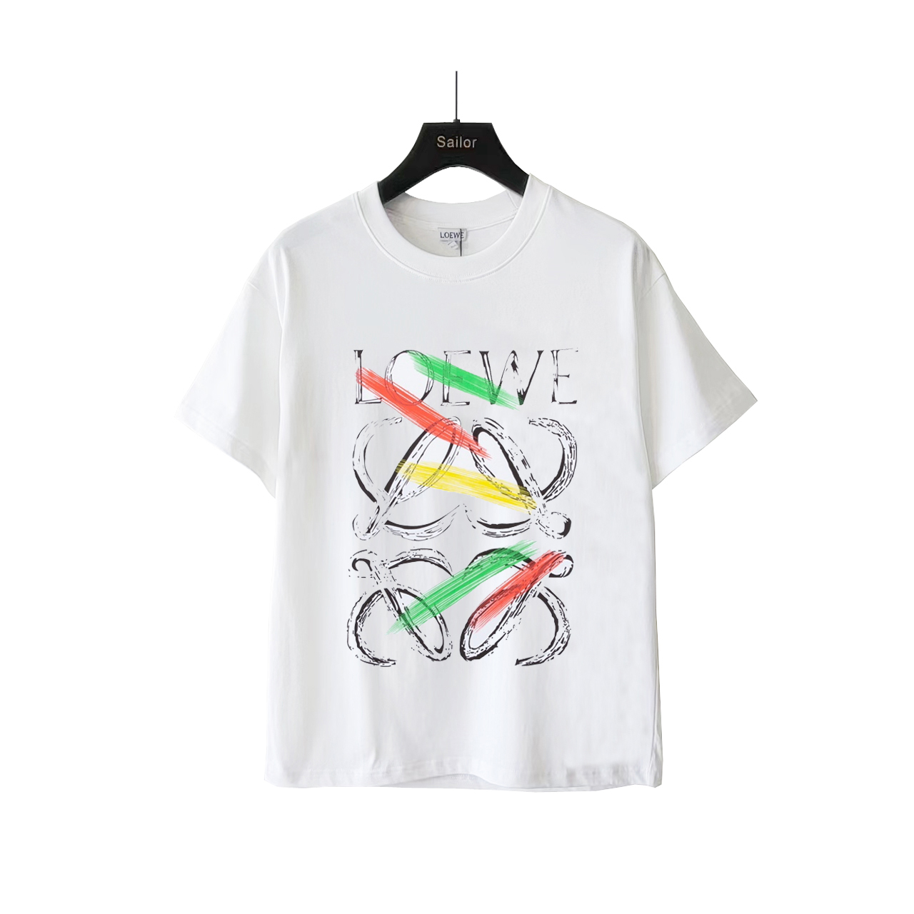 LOEWE 罗意威 彩虹涂鸦字母发泡印花短袖T桖