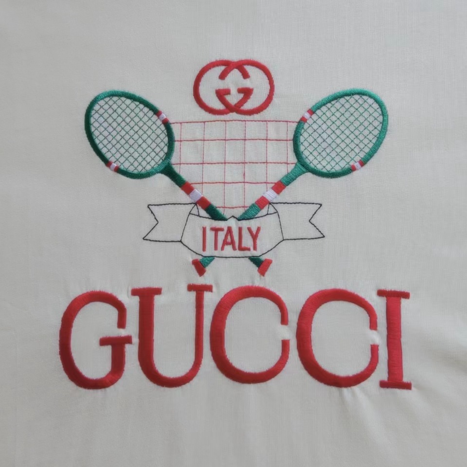 Gucci/古驰 24SS刺绣球拍logo短袖T恤