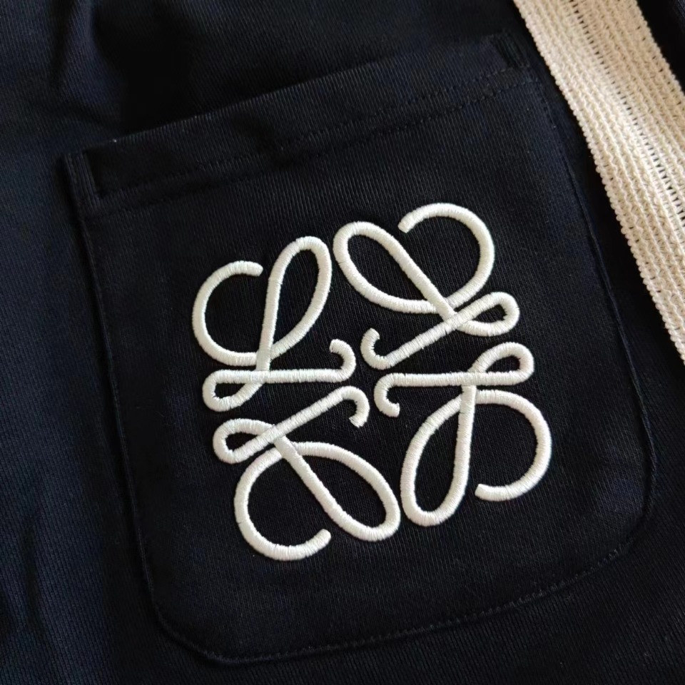 Loewe罗意威 经典款 华夫格面料拼接短裤 高密度刺绣字母logo 五分裤