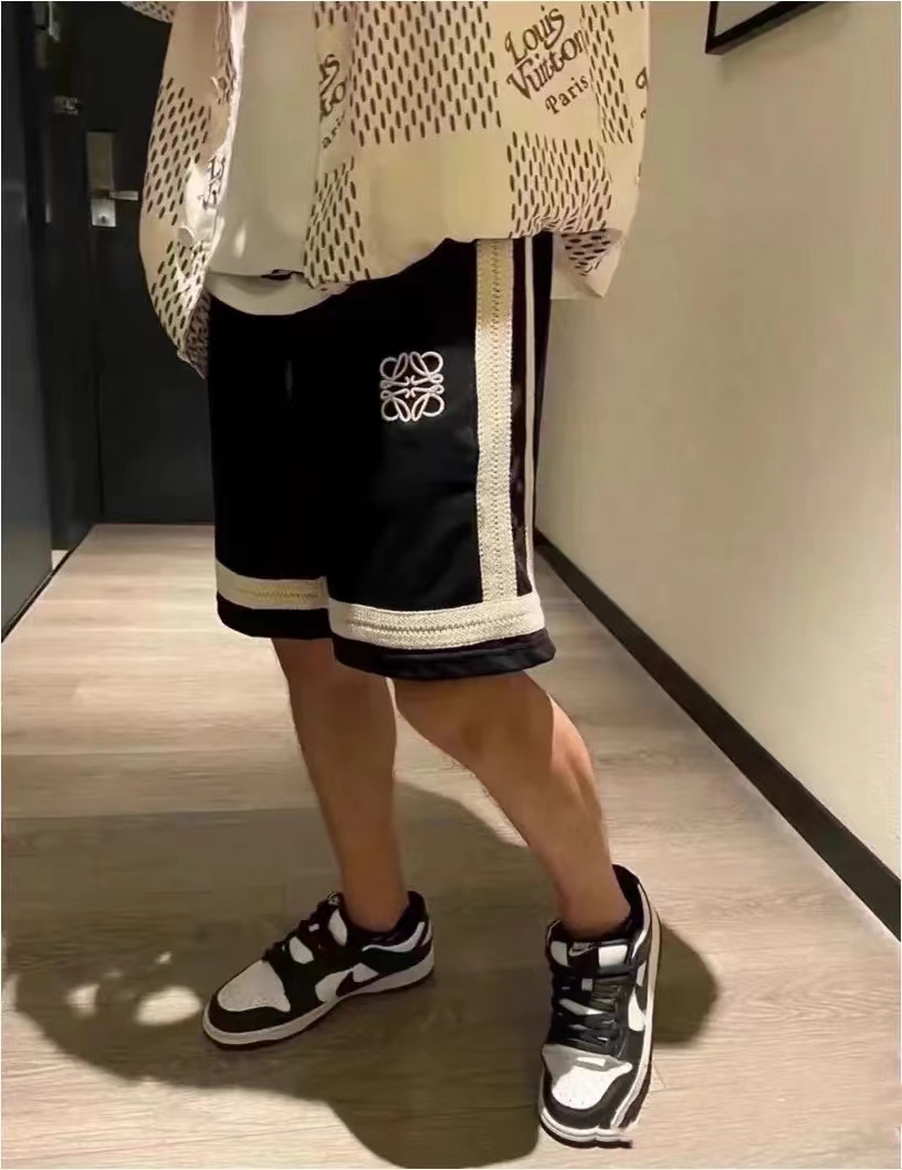 模特上身效果 Loewe罗意威 经典款 华夫格面料拼接短裤584@