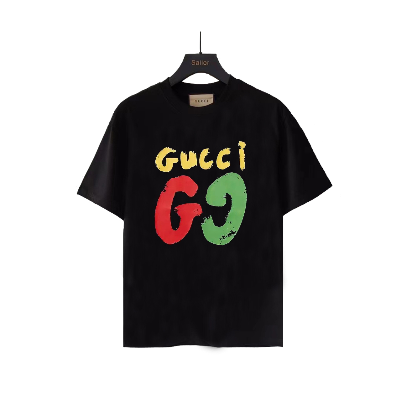 Gucci/古驰 24SS经典双G红绿字母logo图案短袖