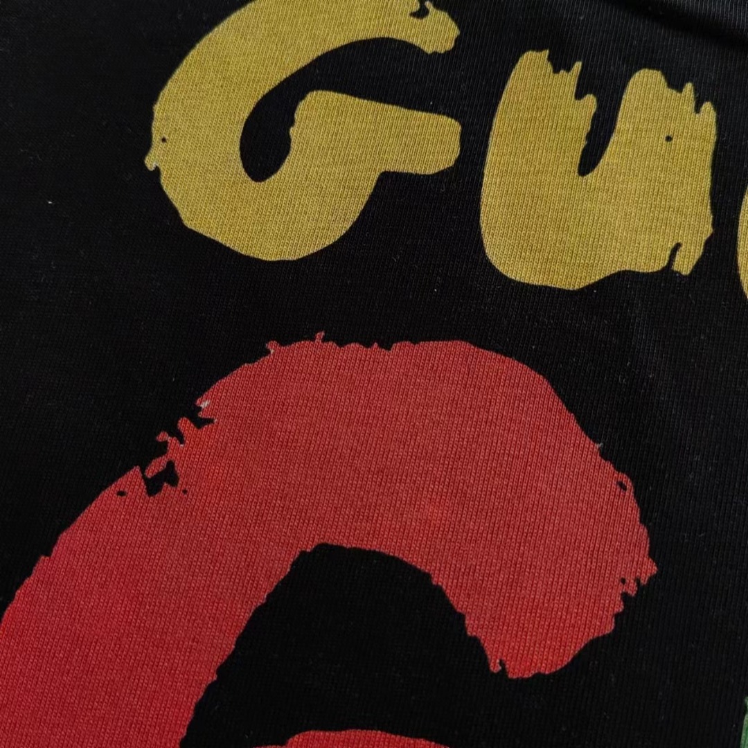 Gucci/古驰 24SS经典双G红绿字母logo图案短袖