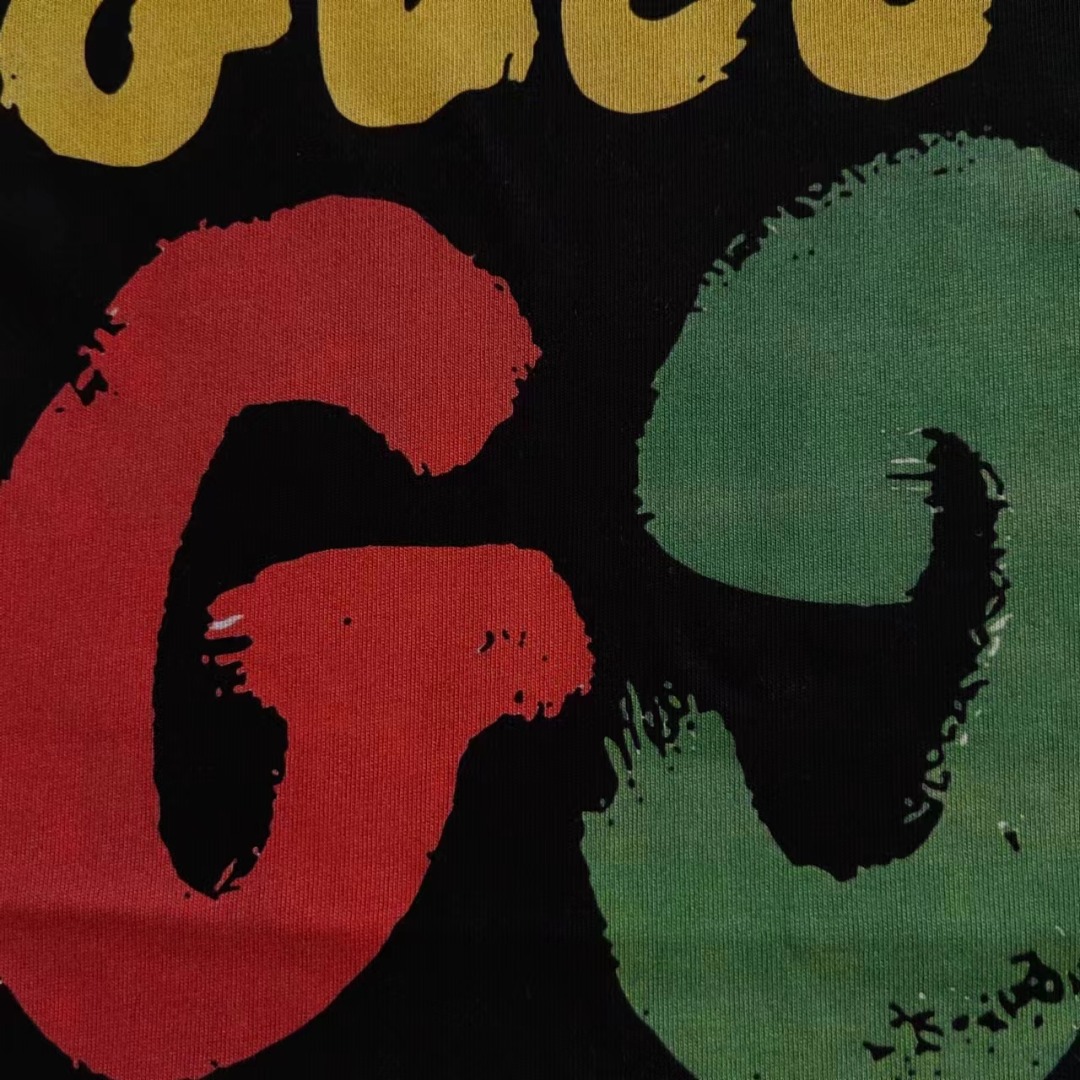 Gucci/古驰 24SS经典双G红绿字母logo图案短袖