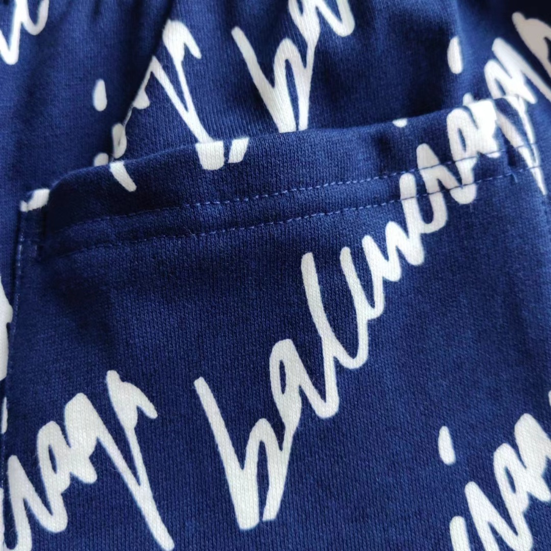 BALENCIAGA/巴黎世家 满印字母简约LoGO标识五分裤