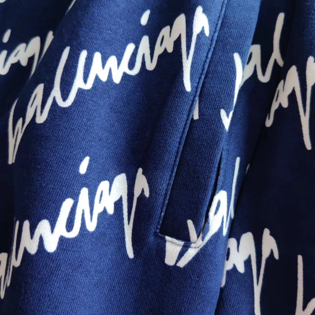 BALENCIAGA/巴黎世家 满印字母简约LoGO标识五分裤