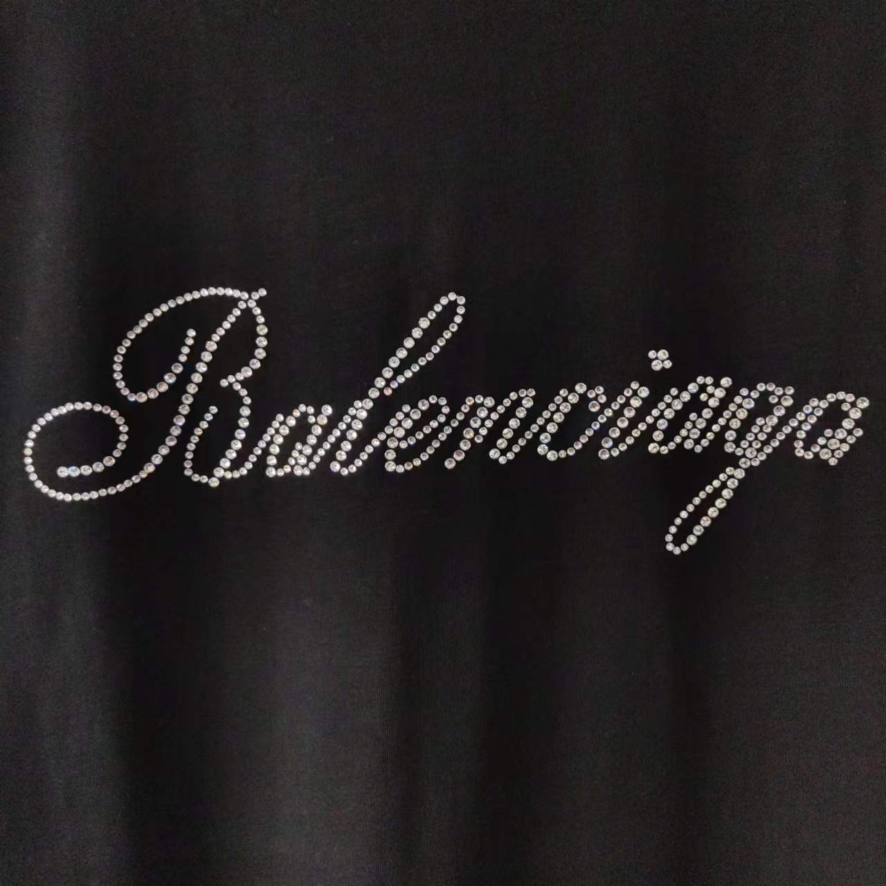 巴黎世家 Balenciaga基础背后烫钻短袖 经典背后烫钻字母 黑色