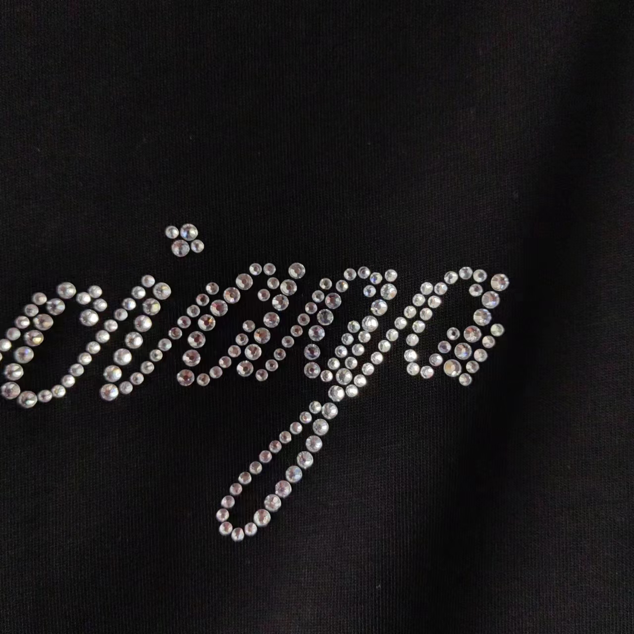 巴黎世家 Balenciaga基础背后烫钻短袖 经典背后烫钻字母 黑色