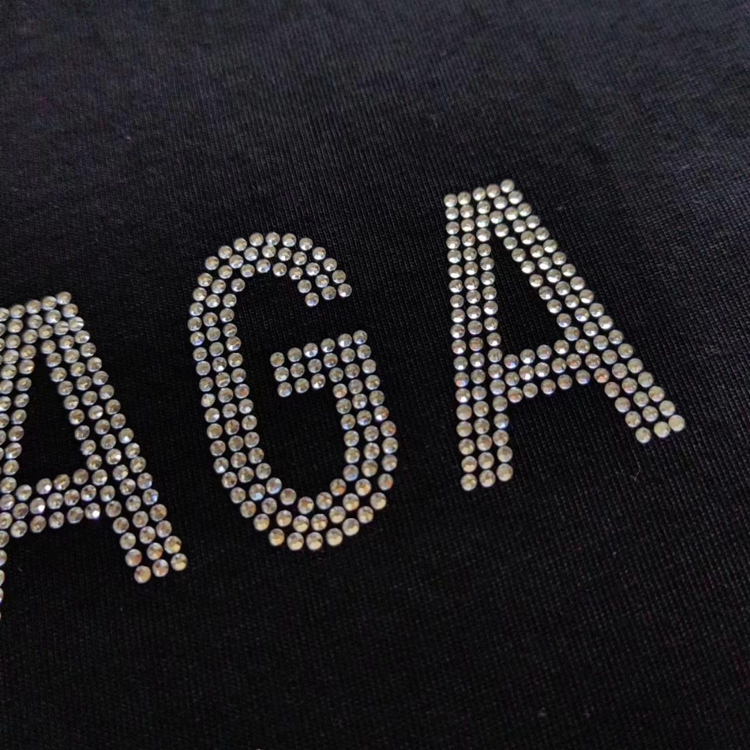 巴黎世家Balenciagg 新款前后中间字母烫钻短袖
