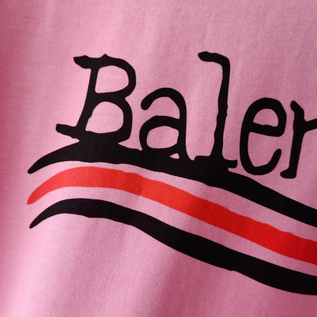 巴黎世家 Balenciaga前后可乐海浪标志磨破双面穿短袖 粉色