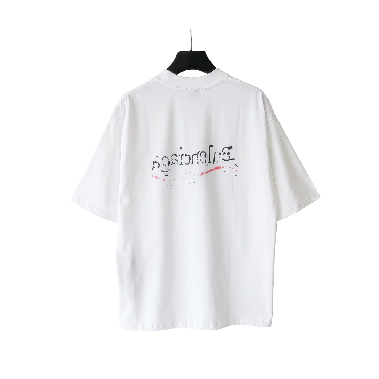 巴黎世家 Balenciaga前后海浪标志磨破短袖 白色蓝色