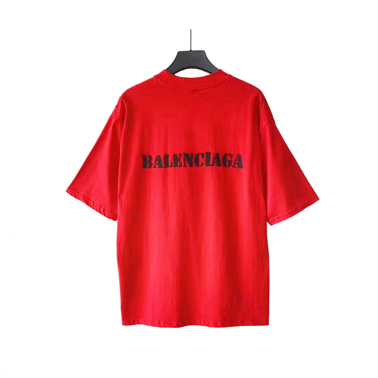 巴黎世家 Balenciaga 模糊前后Logo短袖 袖口下摆采用磨烂工艺 双线的针法加持