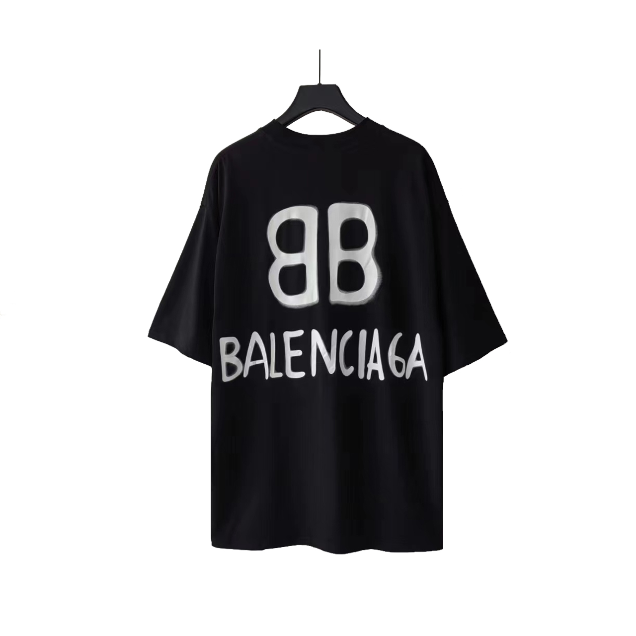 巴黎世家 Balenciaga双B后背印花反光短袖 黑色 白色