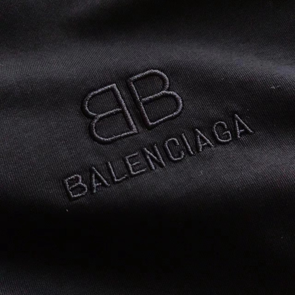 巴黎世家 Balenciaga双B后背印花反光短袖 黑色 白色