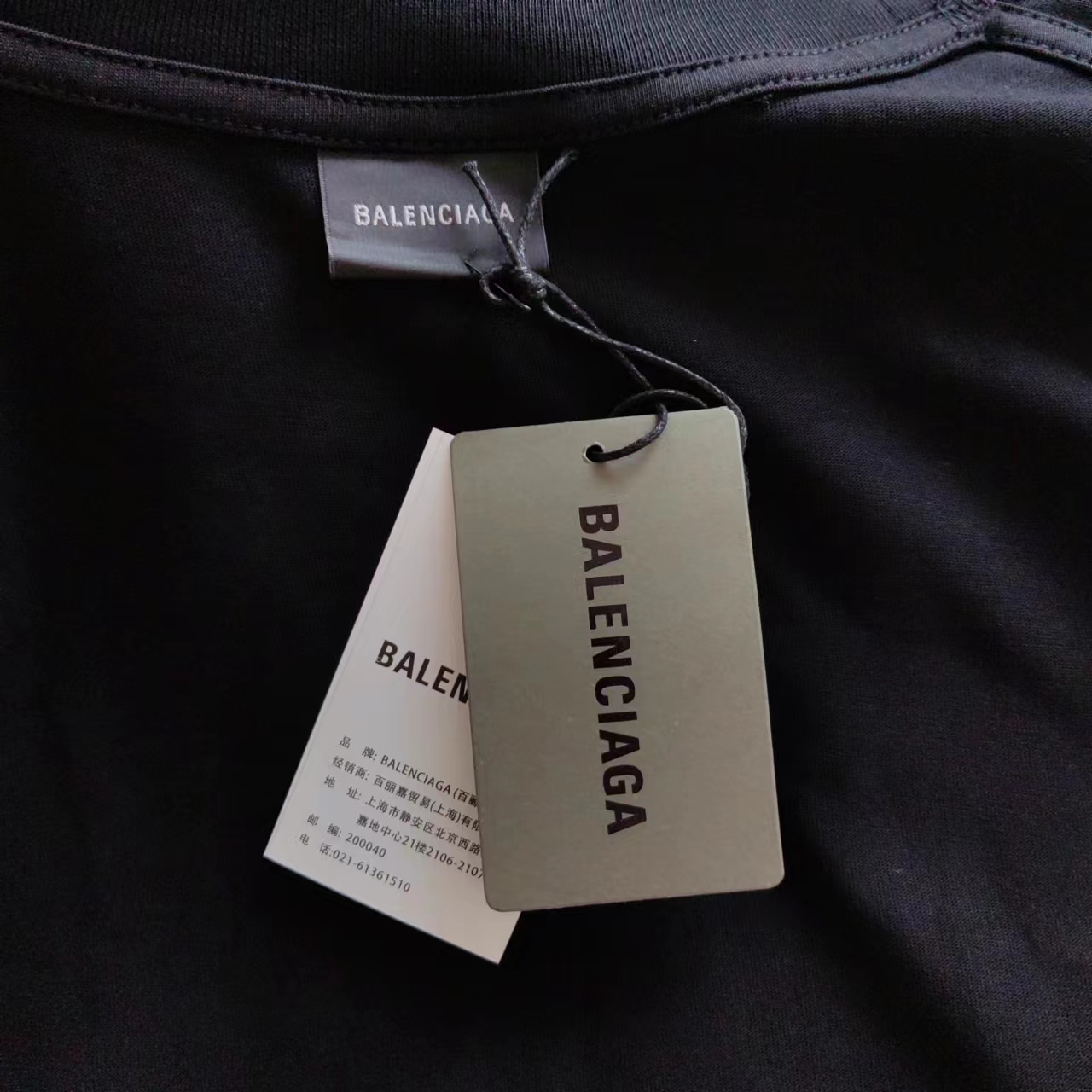 巴黎世家 Balenciaga双B后背印花反光短袖 黑色 白色