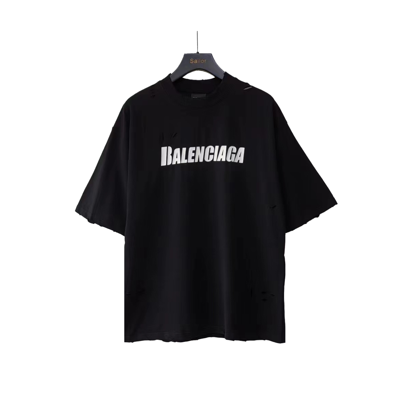 巴黎世家 Balenciaga洗水大破坏Logo撕裂短袖