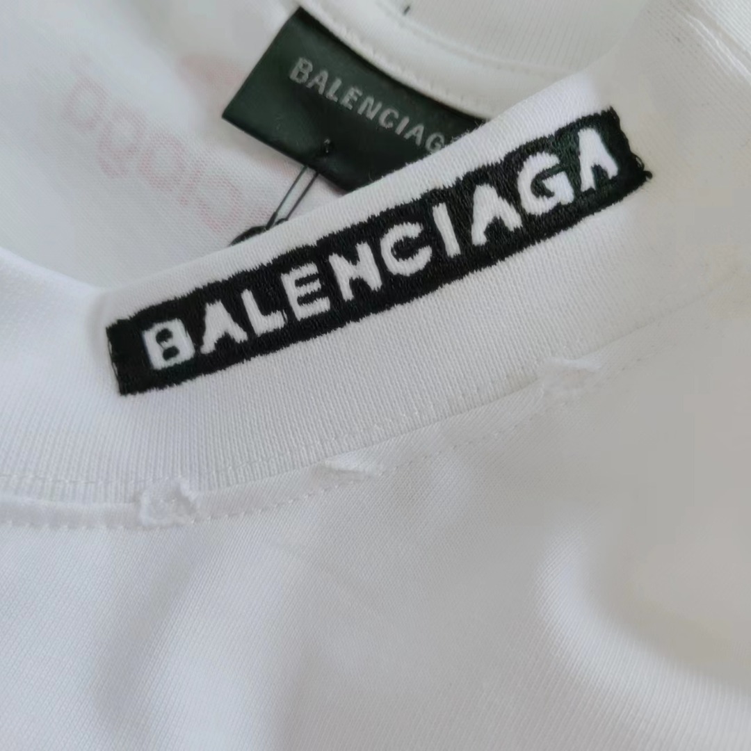 巴黎世家Balenciaga 满Logo赛车服短袖T桖 白色黑色