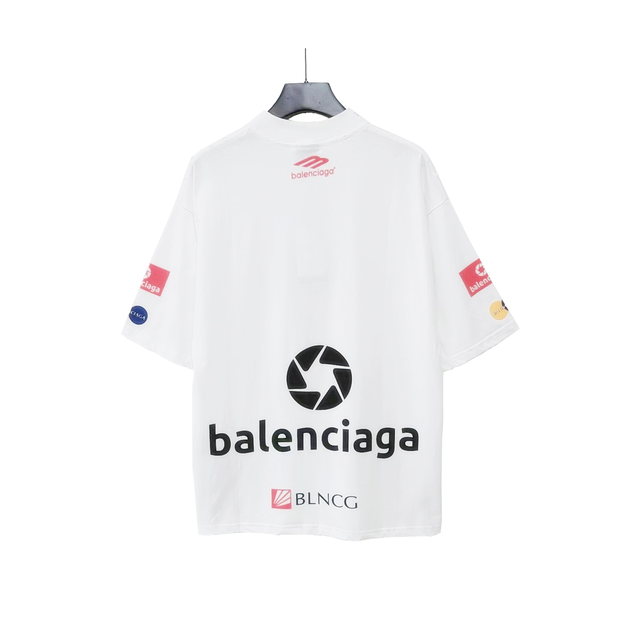 巴黎世家Balenciaga 满Logo赛车服短袖T桖 白色黑色