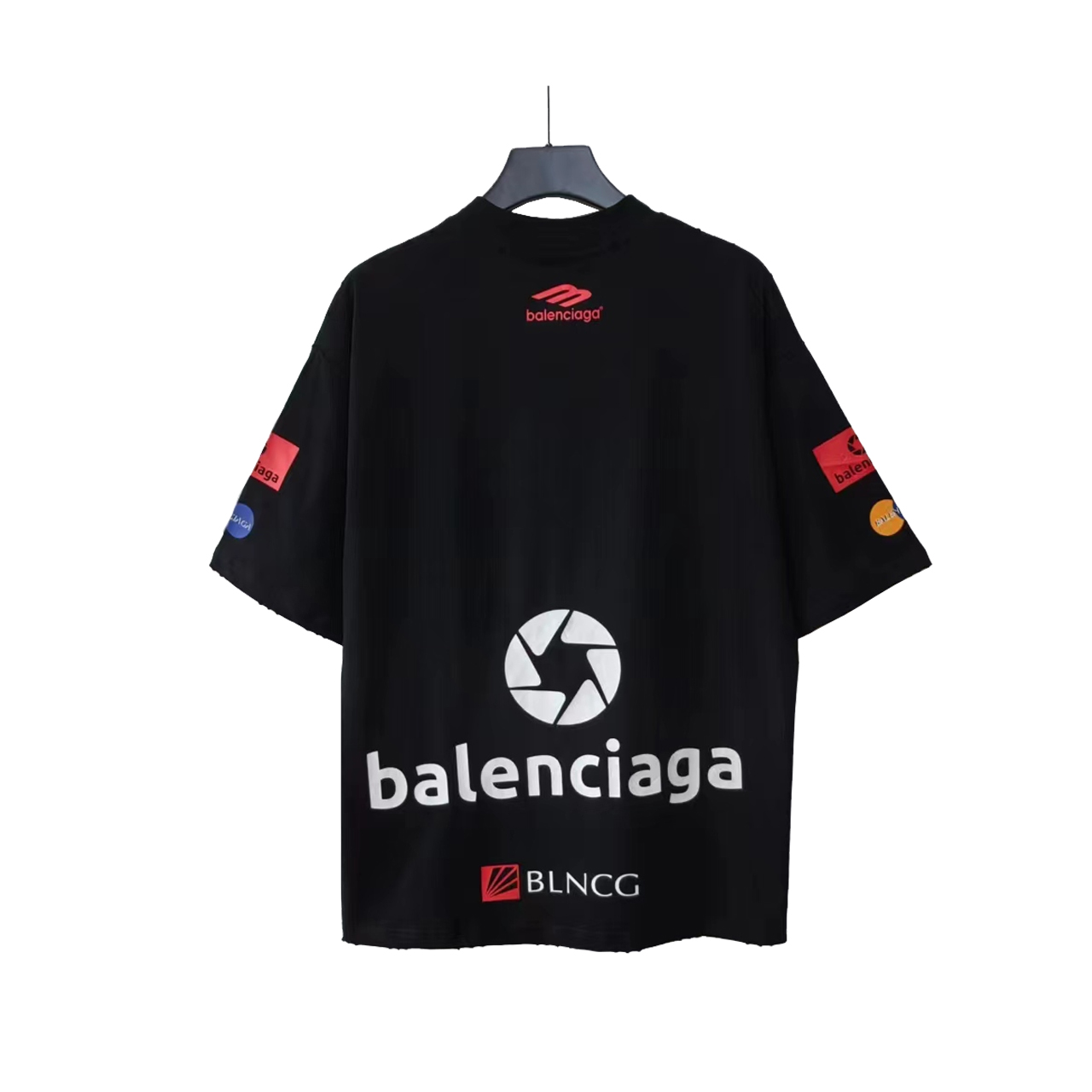 巴黎世家Balenciaga 满Logo赛车服短袖T桖 白色黑色