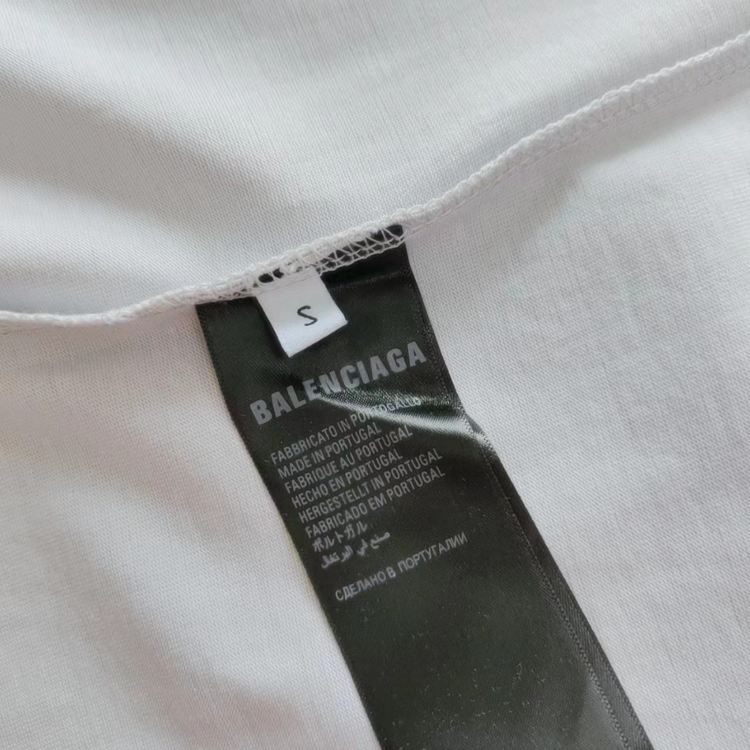 巴黎世家 Balenciaga红色标语刺绣短袖 银灰色