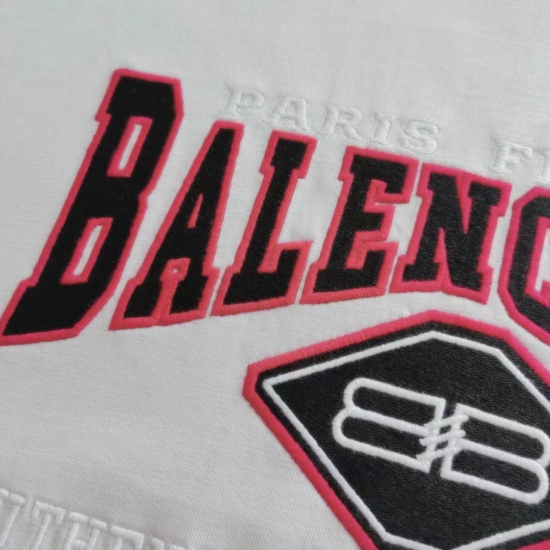 巴黎世家 Balenciaga红色标语刺绣短袖 银灰色