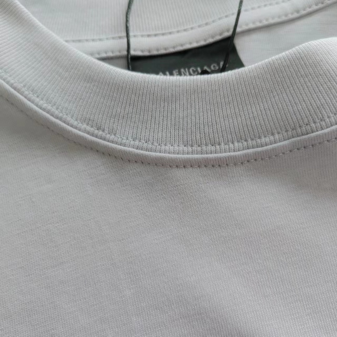 巴黎世家 Balenciaga红色标语刺绣短袖 银灰色