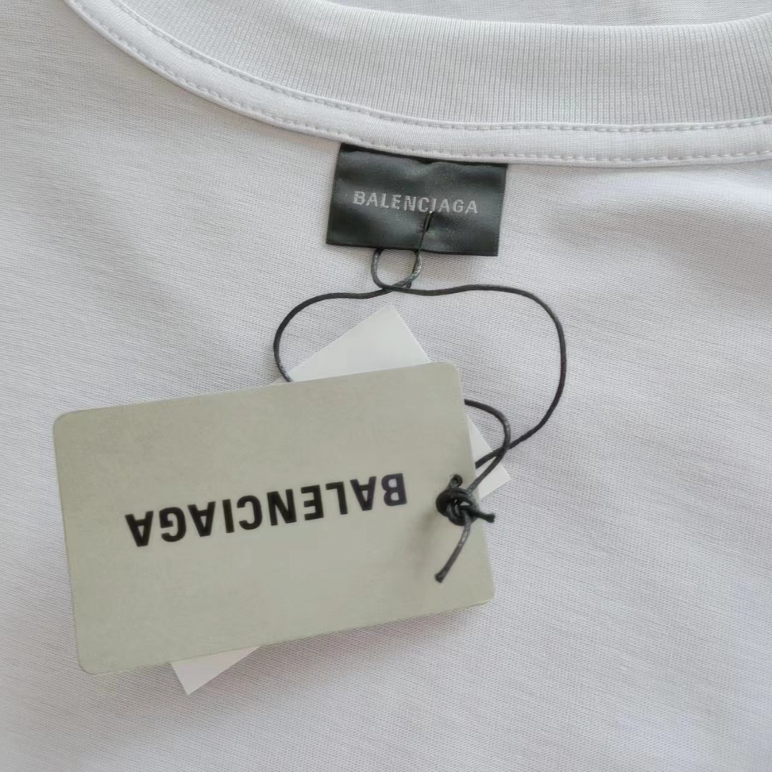 巴黎世家 Balenciaga红色标语刺绣短袖 银灰色