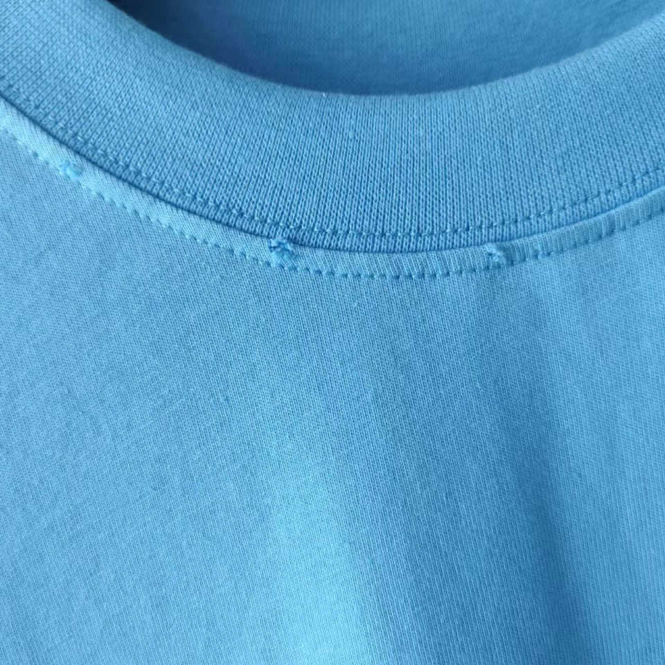 巴黎世家 Balenciaga可乐海浪撕裂破坏短袖 经典可乐波浪印花 湖蓝色