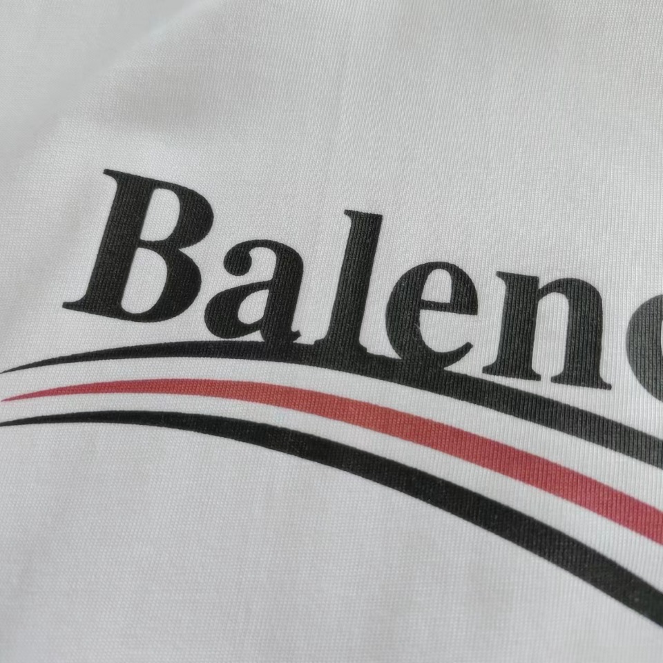 巴黎世家 Balenciaga可乐海浪撕裂破坏短袖 经典可乐波浪印花 白色