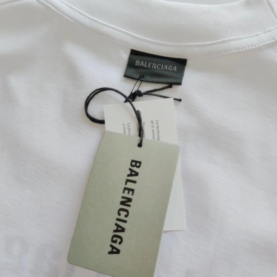 巴黎世家 Balenciaga可乐海浪撕裂破坏短袖 经典可乐波浪印花 白色
