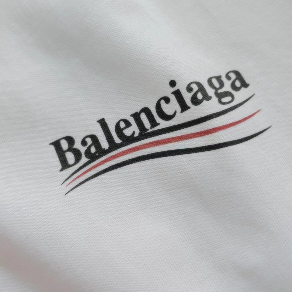 巴黎世家 Balenciaga可乐海浪撕裂破坏短袖 经典可乐波浪印花 白色