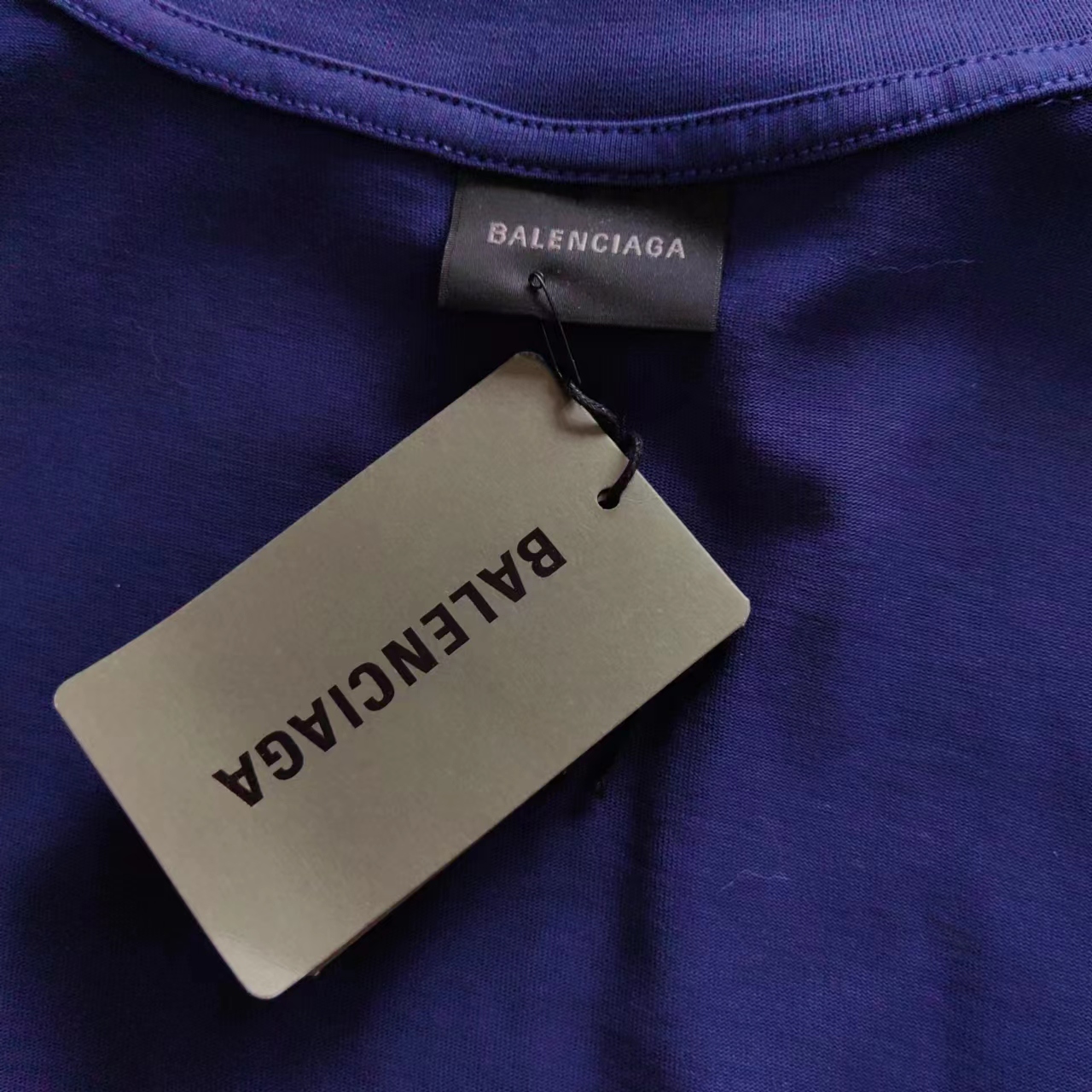巴黎世家 Balenciaga可乐海浪撕裂破坏短袖 经典可乐波浪印花 深蓝色