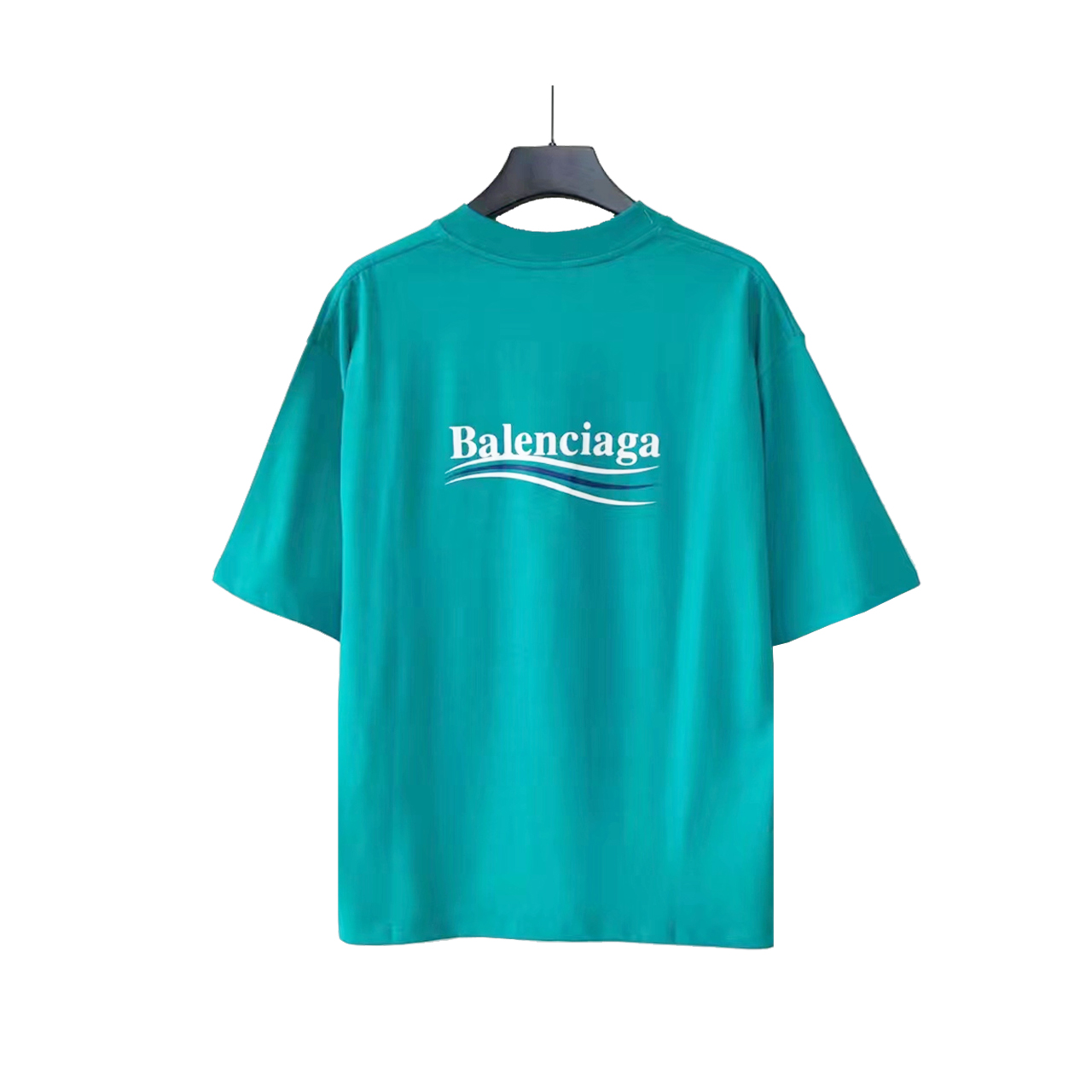 巴黎世家 Balenciaga可乐海浪撕裂破坏短袖 经典可乐波浪印花 孔兰绿