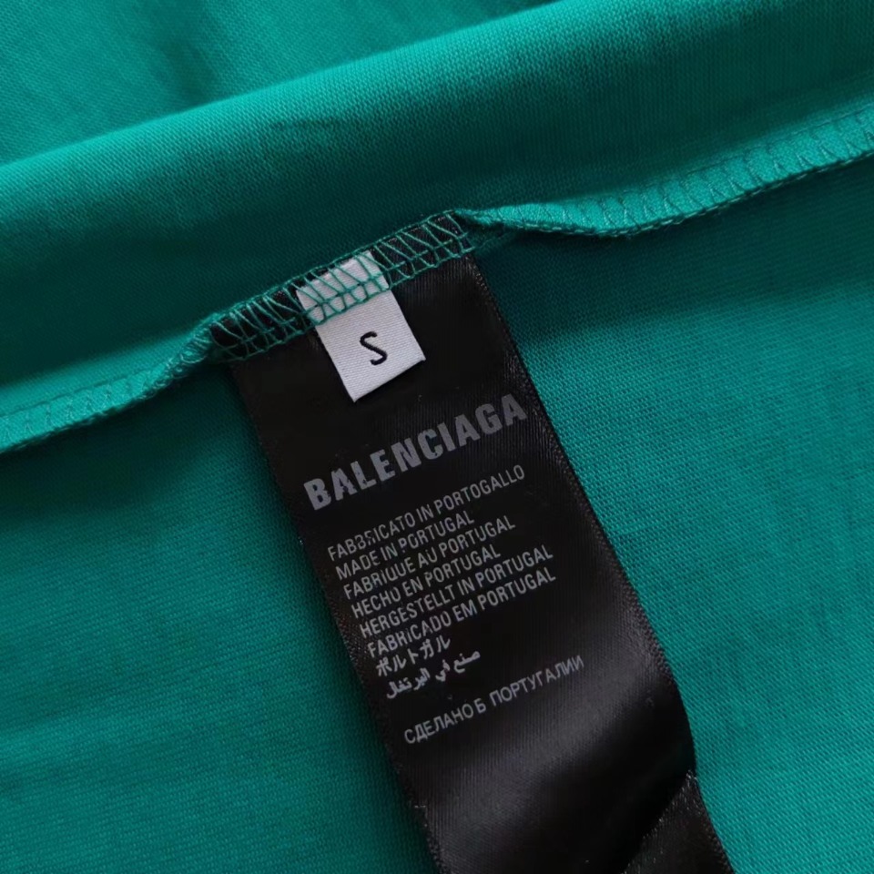 巴黎世家 Balenciaga可乐海浪撕裂破坏短袖 经典可乐波浪印花 孔兰绿