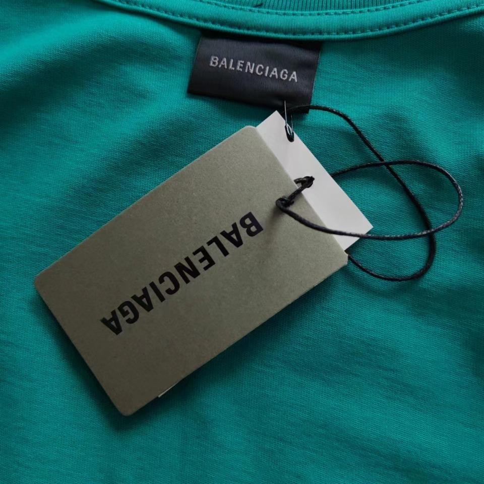 巴黎世家 Balenciaga可乐海浪撕裂破坏短袖 经典可乐波浪印花 孔兰绿