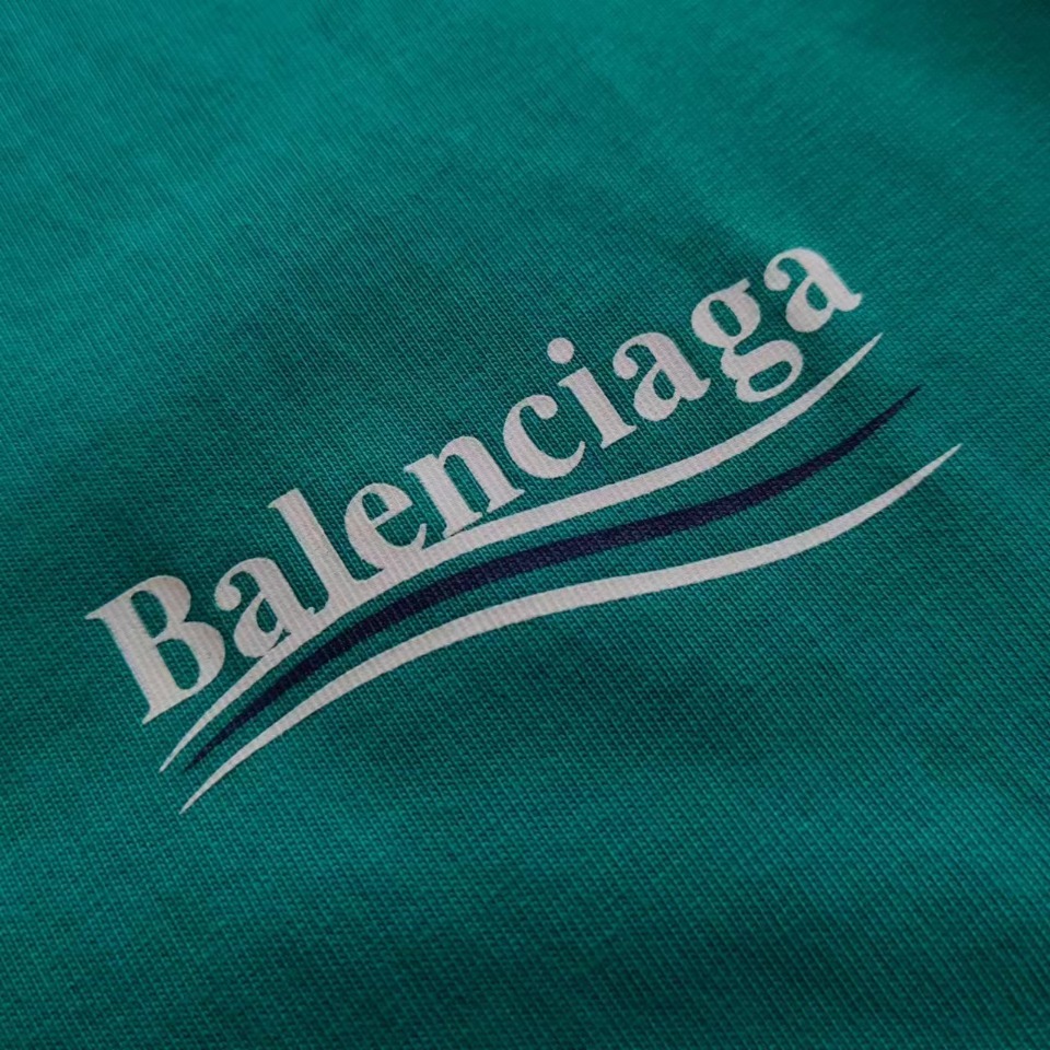 巴黎世家 Balenciaga可乐海浪撕裂破坏短袖 经典可乐波浪印花 孔兰绿