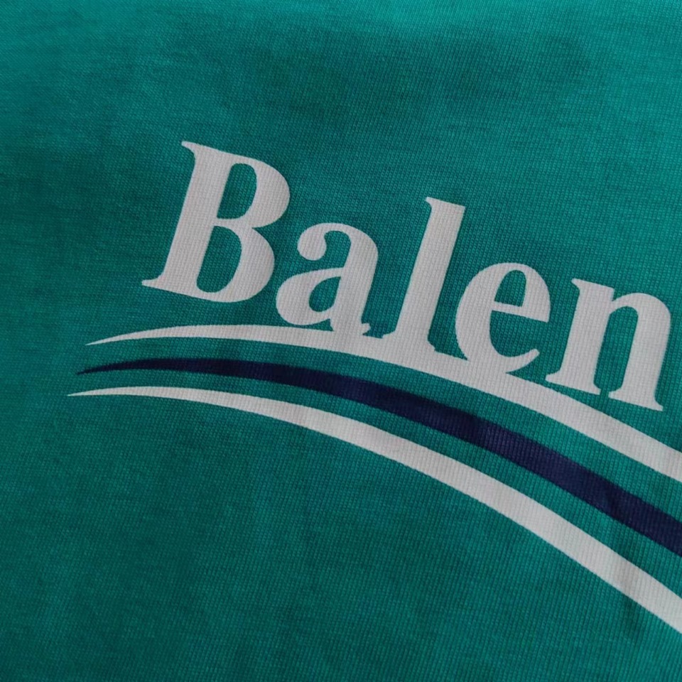 巴黎世家 Balenciaga可乐海浪撕裂破坏短袖 经典可乐波浪印花 孔兰绿